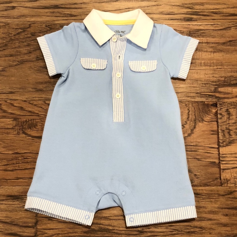 Little Me 6M boys Onepiece Blue Collared Outfit